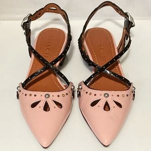 COACH Flat Prairie Rivet Leather shoes size 6.5. NEW! Box and felt bag included!
